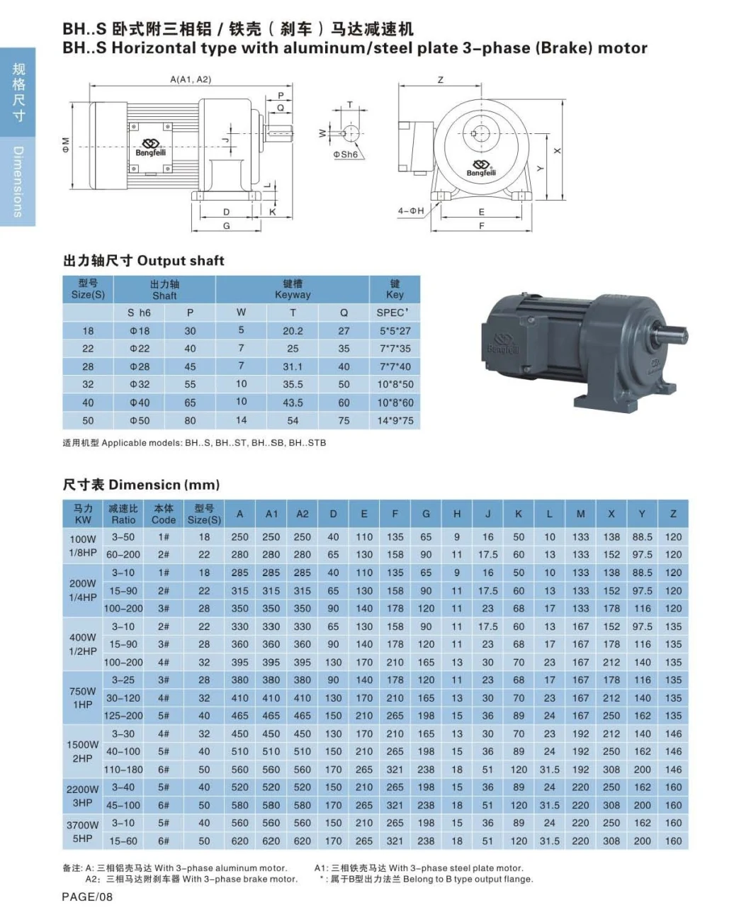 3 HP 3 Phase 100 Ratio Medium AC Geared Reduction Speed Reducer Motor